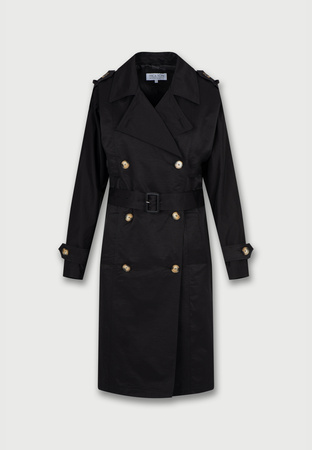 Dwurzędowy czarny trencz