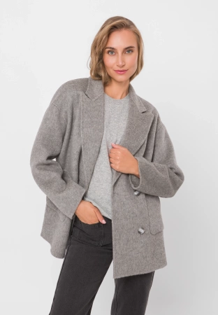 Szara bluzka z wełny merino i kaszmiru