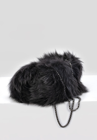 Szara torebka mufka z naturalnego futra