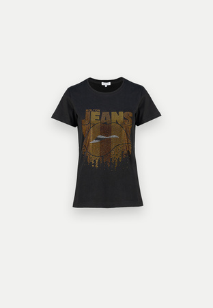 Czarny t-shirt z aplikacją
