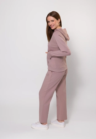 Beżowe dresowe spodnie z prostą nogawką