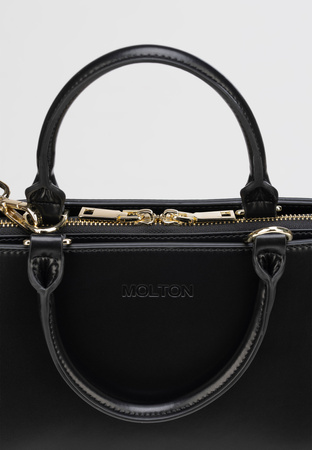 Gładka skórzana torebka w kolorze czarnym