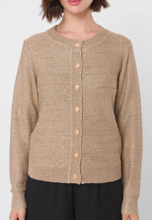 Wiskozowy kardigan z cekinami w złotym kolorze