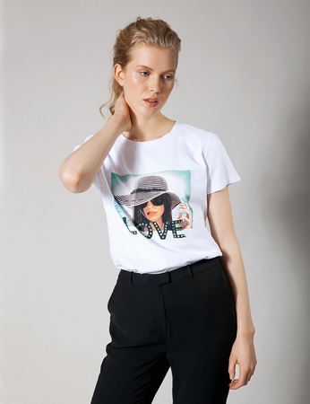 Bawełniany t-shirt z napisem