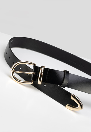 Czarny skórzany pasek