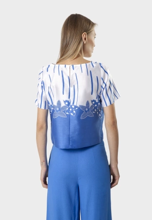 Bawełniana bluzka w niebieskie kwiaty