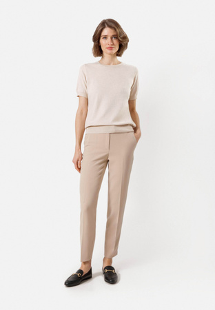 Beżowe spodnie w kant z wiskozą