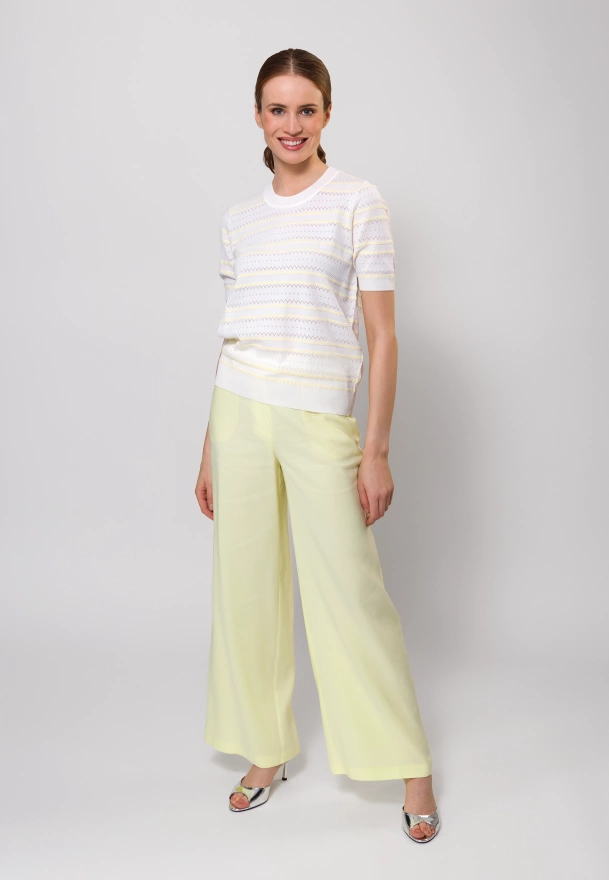 Żółte szerokie spodnie z wiskozą i lnem