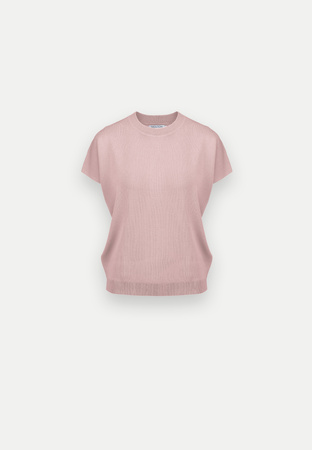 Różowa dzianinowa bluzka z wiskozą