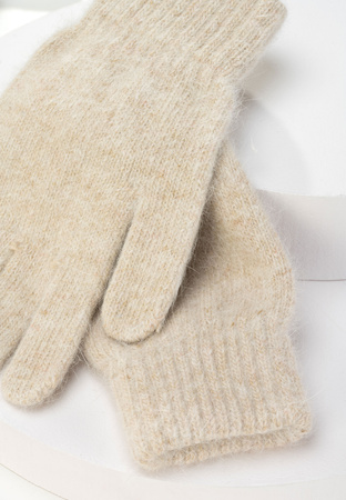 Beżowe rękawiczki z domieszką wełny