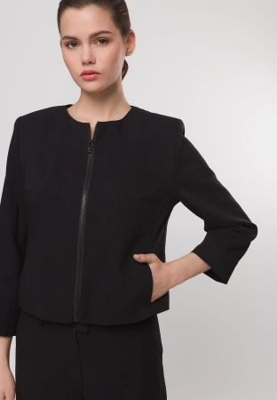 Krótki żakiet z wiskozą i lnem