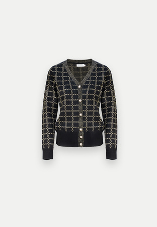 Czarny kardigan w złote łańcuchy