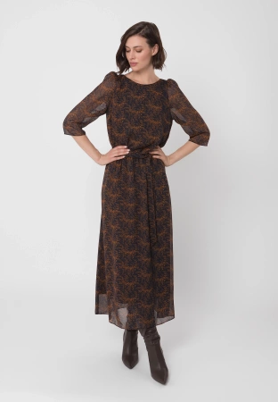 Sukienka wiązana w pasie z rękawem ¾