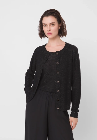 Wiskozowa bluzka na szerokich ramiączkach w czarnym kolorze