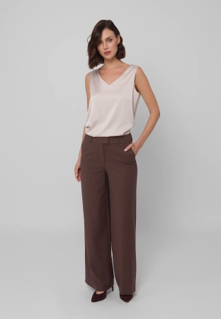 Szerokie garniturowe spodnie w kolorze brązowym