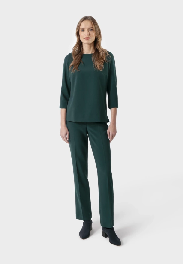 Zielone spodnie z wiskozy w kant