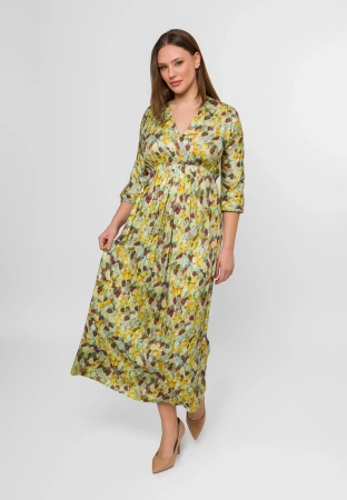 Długa wzorzysta sukienka z wiskozy