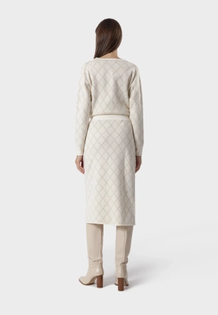 Beżowa dzianinowa spódnica ze złotą nitką