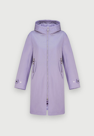 Lawendowy lekko ocieplany płaszcz z pikowaniem