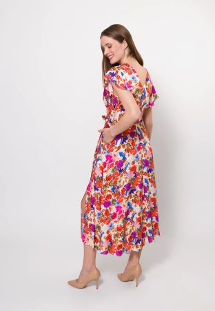 Długa wiskozowa sukienka w jasny kwiatowy print