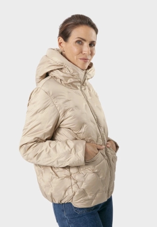 Beżowa puchowa kurtka z kapturem
