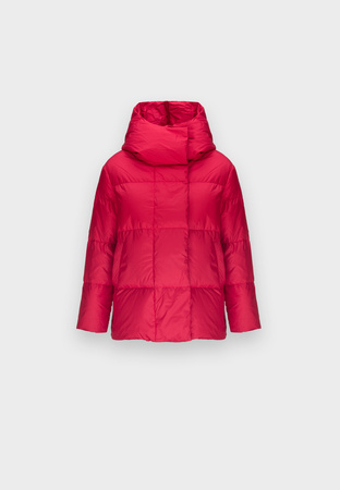 Czerwona pikowana kurtka z kapturem