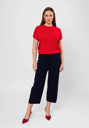 Czerwona dzianinowa bluzka z wiskozą