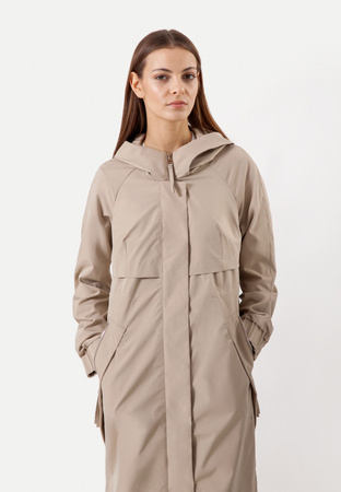 Wodoodporna brązowa kurtka z kapturem