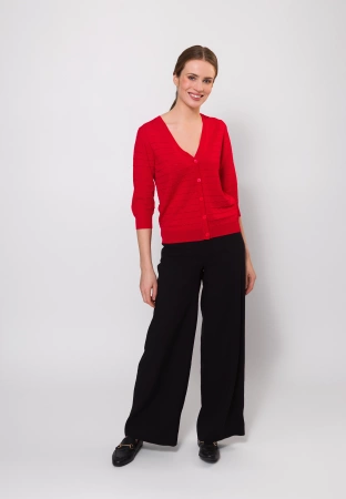 Czerwony kardigan z rękawkiem ¾