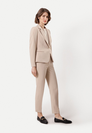 Beżowe spodnie w kant z wiskozą