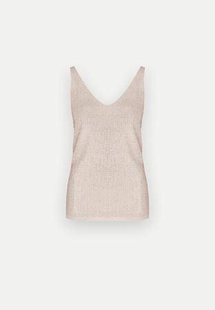 Beżowy dzianinowy top z dżetami