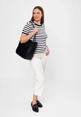 Dzianinowa bluzka w granatowo-białe paski