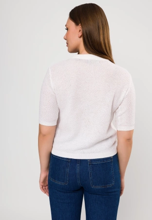 Ecru sweterek z ramii i bawełny