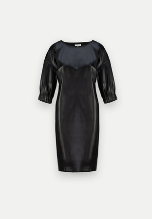 Czarna sukienka z ekoskóry