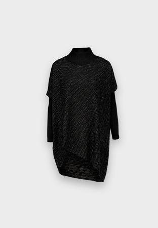 Czarna asymetryczna tunika z błyszczącą nitką