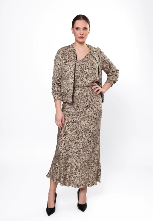 Wiskozowa bluzka na szerokich ramiączkach w drobną panterkę