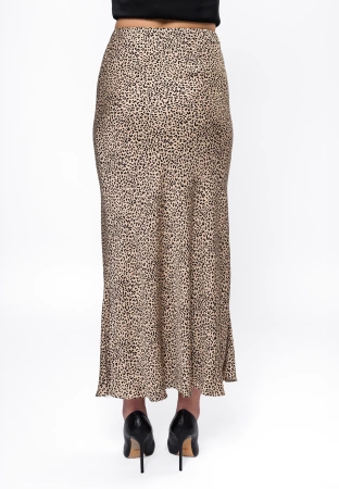 Długa wiskozowa spódnica w drobną panterkę