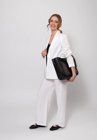 Ecru żakiet z wiskozą i lnem