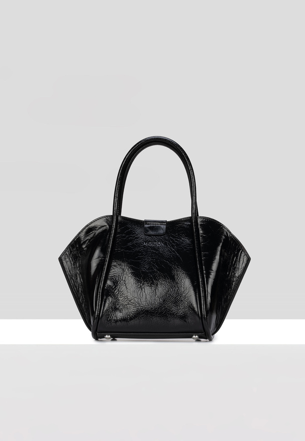 Czarna lakierowana torebka z saszetką