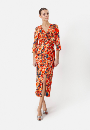 Wiskozowa sukienka z fantazyjnym drapowaniem