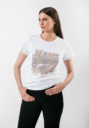 Biały t-shirt z aplikacją