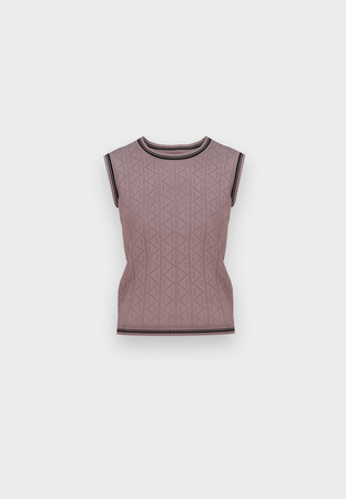 Ażurowa dzianina bez rękawów w kolorze brązowym