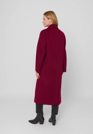 Dwurzędowy bordowy płaszcz 100% wełna