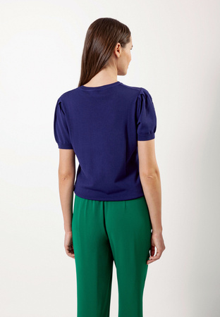 Dzianinowa bluzka w białe kwiaty