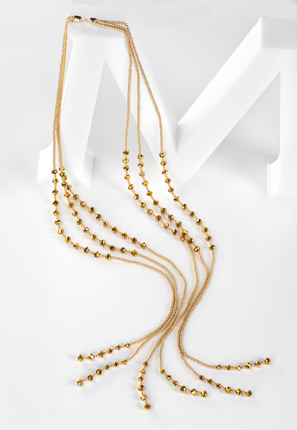 Naszyjnik ze złotych koralików