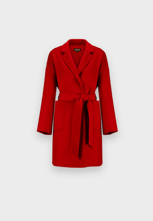 Krótki czerwony płaszcz 100% wełna
