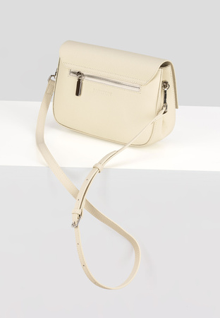 Ecru torebka z białymi przeszyciami