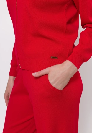 Czerwony kardigan z ozdobnym suwakiem
