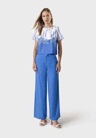 Bawełniana bluzka w niebieskie kwiaty