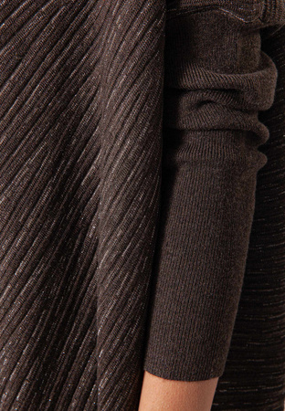 Brązowa asymetryczna tunika z błyszczącą nitką